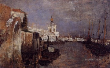 ジョン・ヘンリー・トワクトマン Painting - 運河ヴェネツィア印象派の海の風景ジョン・ヘンリー・トワクトマン